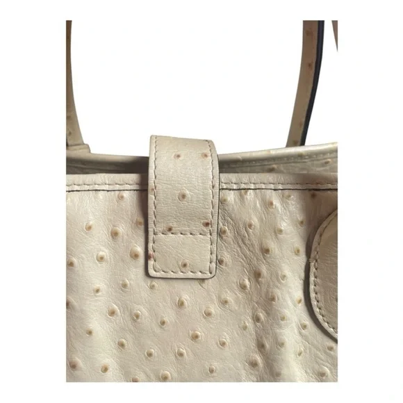 Dooney & Bourke Vintage Cream Ostrich Inspired Leather Shoulder Bag - Picture 4 of 11